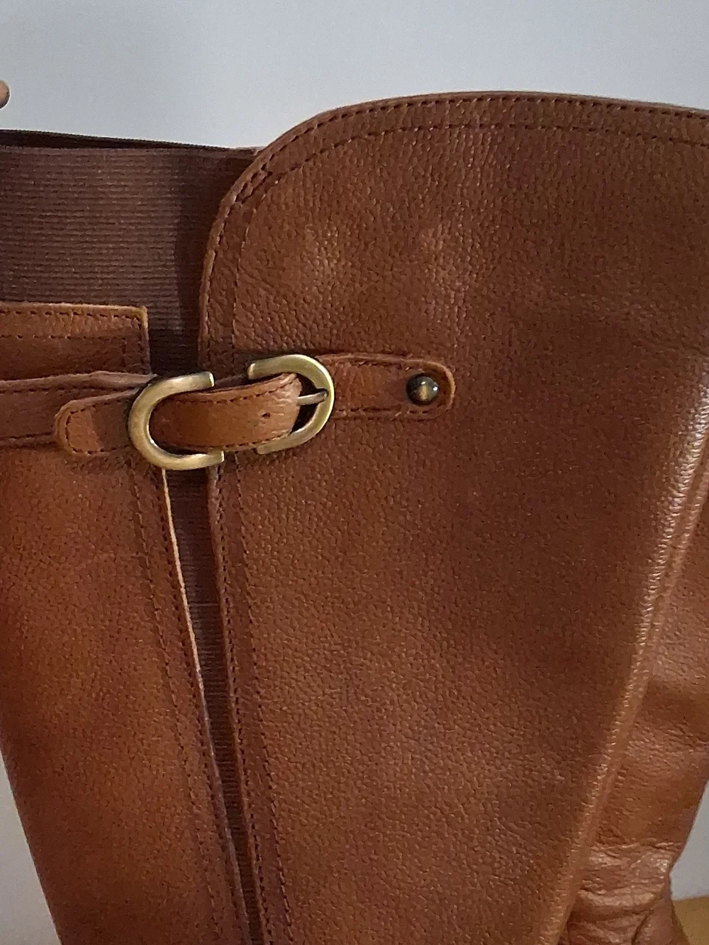 Naturalizer Tan Leather Over-the-Knee Riding Boots with Buckle